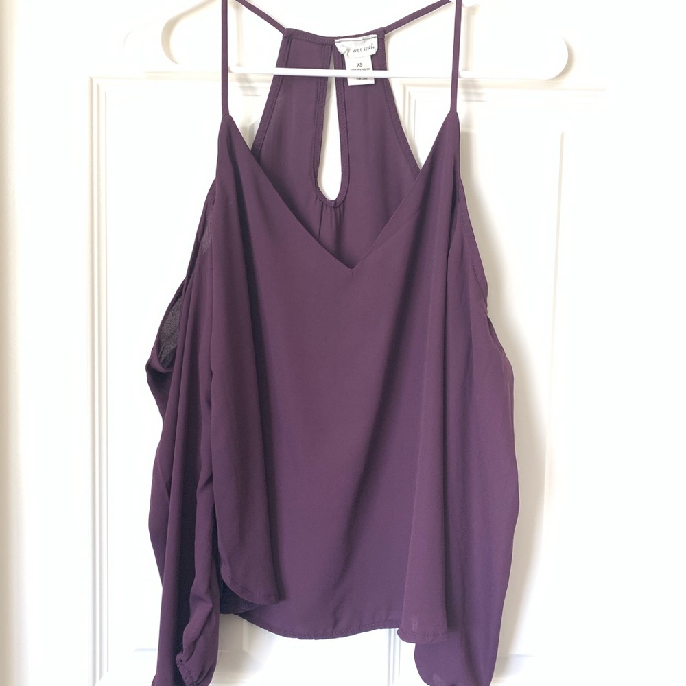 3/$15 WET SEAL Purple Cold Shoulder Top Size XS